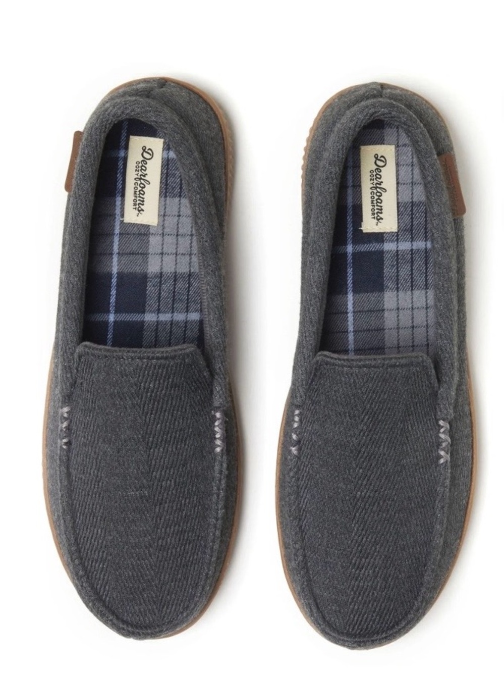 dearfoams Men’s Gray Slip-On Moccasin Loafers
